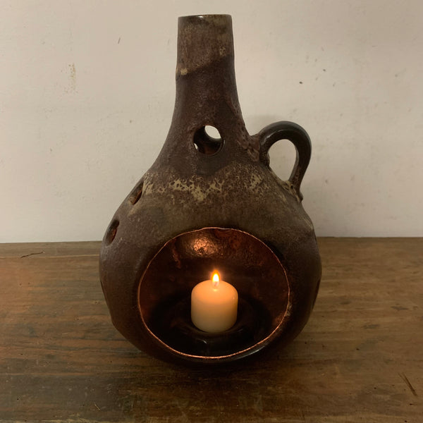Vintage Fat Lava Keramik Kerzenständer Windlicht