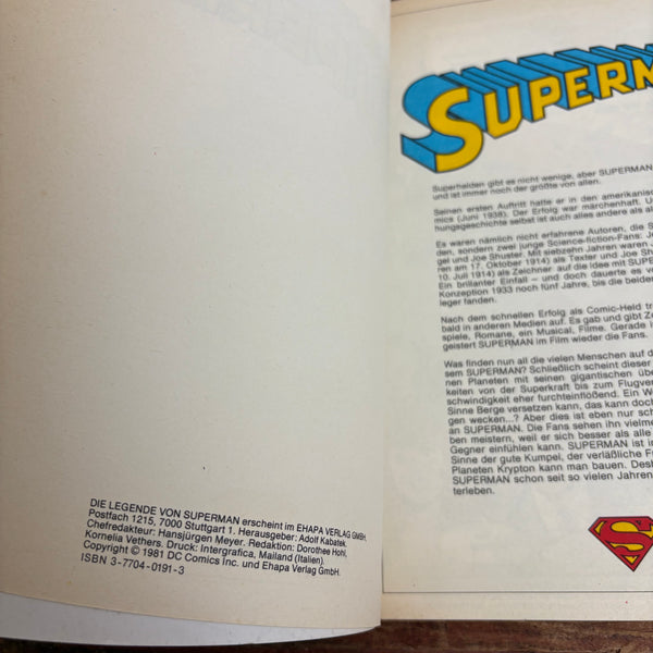 Comic Die großen Superhelden Die Legende von SUPERMAN