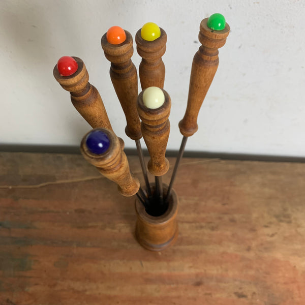 Vintage Fondue Forks with Stand