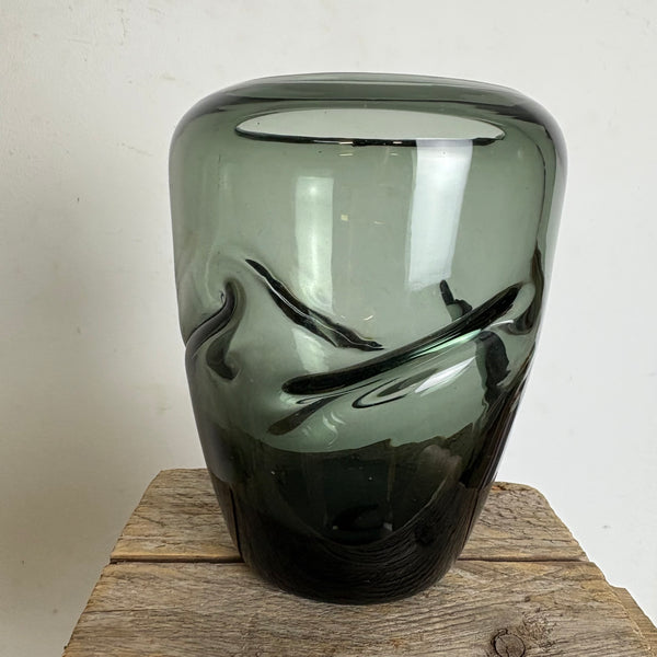 Vintage graue Rauchglas Murano Empoli Vase