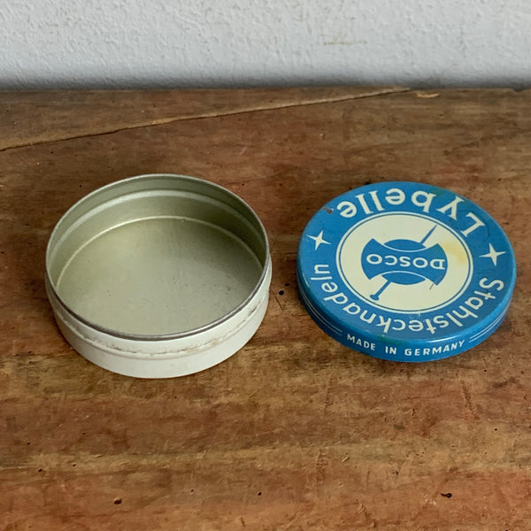 Vintage Blechdose Stahlstecknadeln Lybelle Dosco
