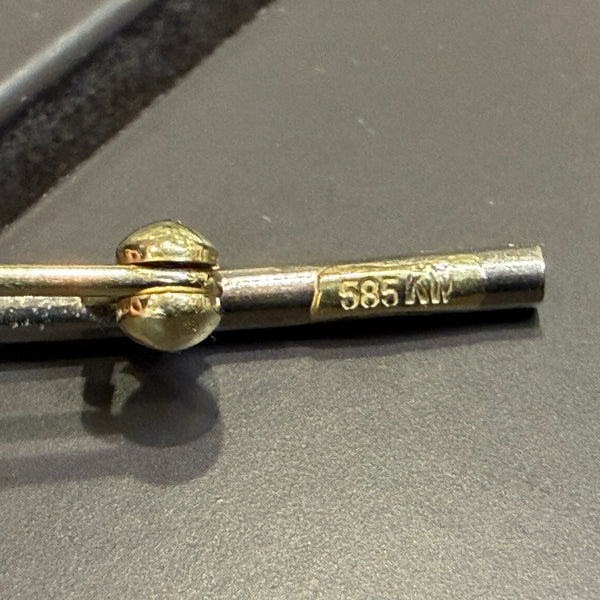 Puristische bicolor Goldbrosche mit Brilliant