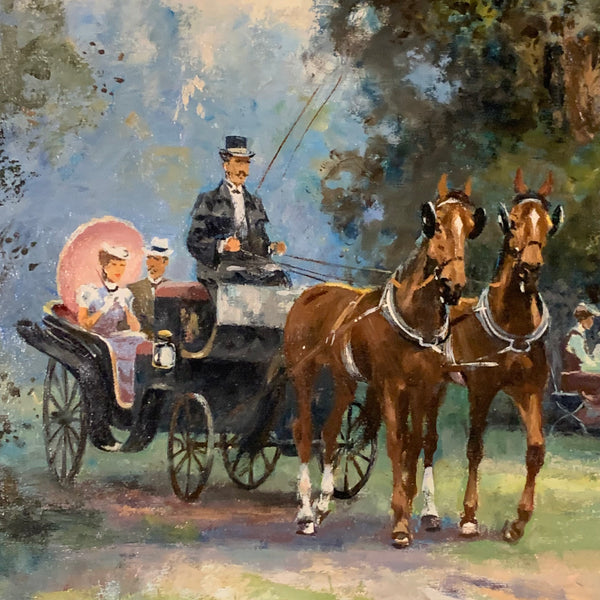 Ölgemälde Gesellschaft im Englischer Garten München von Alfred Otto Lier