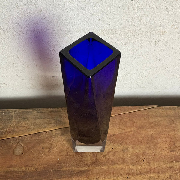 Vintage Mid Century facettierte Sommerso Murano Glas Vase von Flavio Poli für Alessandro Mandruzzato