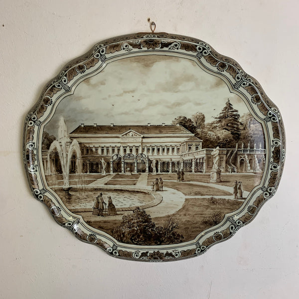 Wandplatte Wandteller Schloss Herrenhausen Hannover von Jan Dessens für Delft