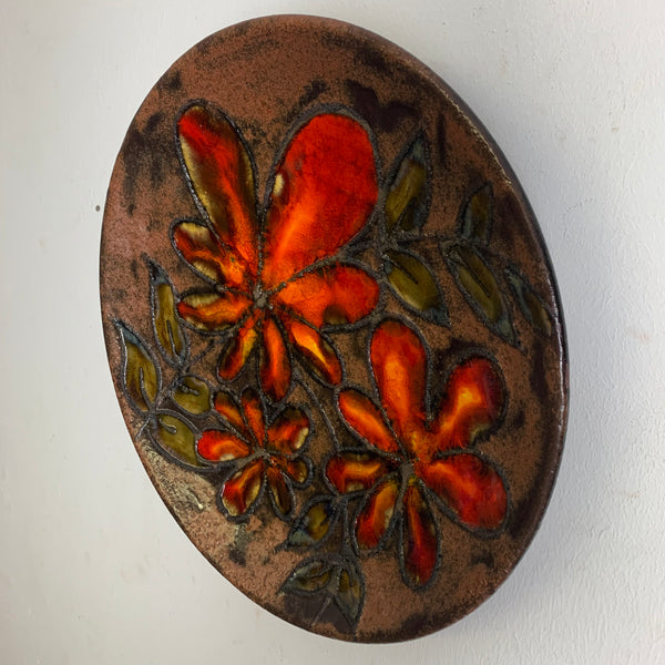 Vintage Keramik Wandteller von Ruscha Blumen 717/2