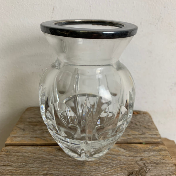 Vintage Bleikristall Vase mit Sterlingsilber Montur