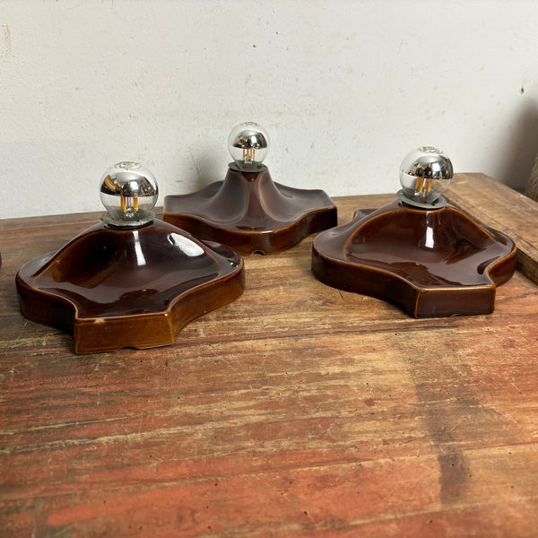 3er Set Keramik Wand Lampen