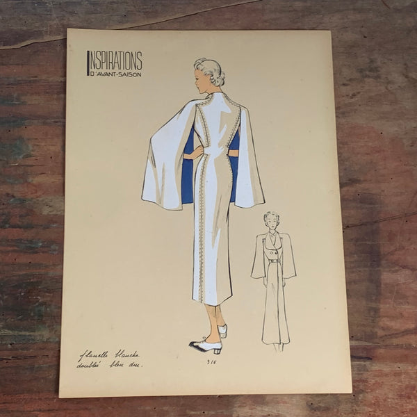 1930's French Art Deco Fashion Illustration Inspirations D'Avant Saison Blatt 316