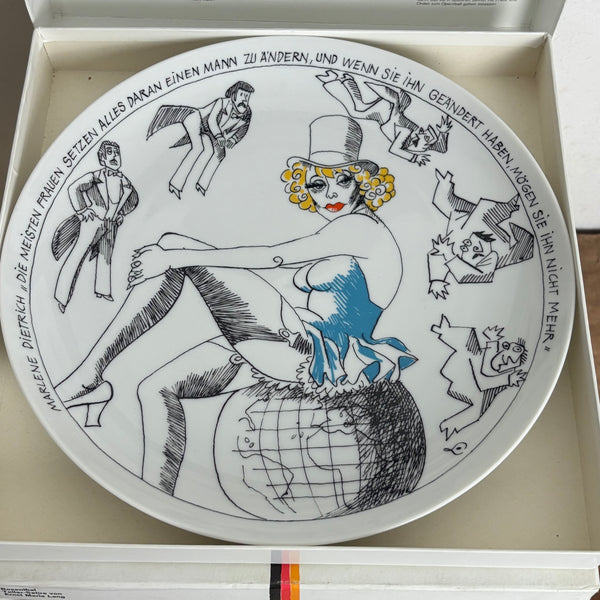 Komplette Serie 12 Vintage Satire Teller von Ernst Lang Maria Lang für Rosenthal