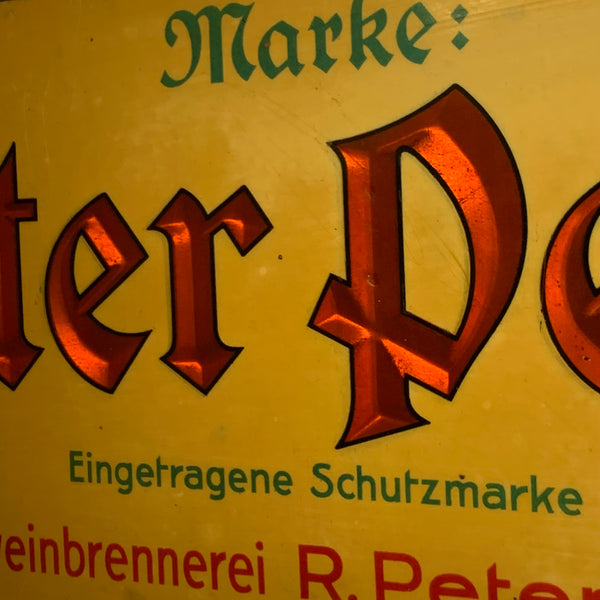 Vintage Blechschild Kornbranntwein Alter Peter