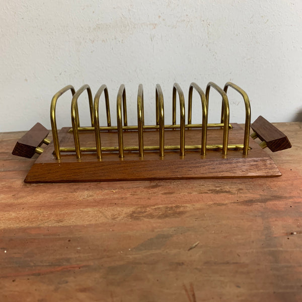Vintage Toastbrot Halter aus Teakholz