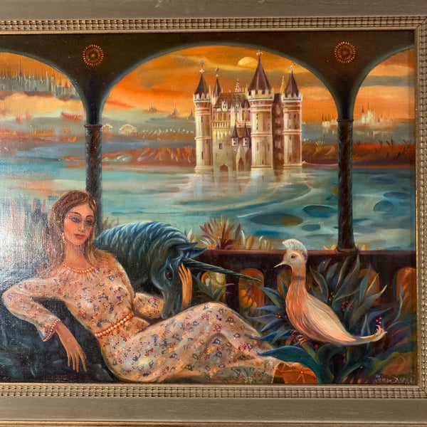 Ölgemälde Die Dame mit dem Einhorn von Jean Daprai