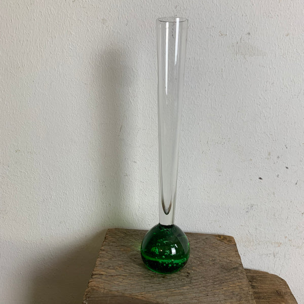 Orchideenvase Solifleurvase Stangenvase Kugelfuß mit Bubbles grün
