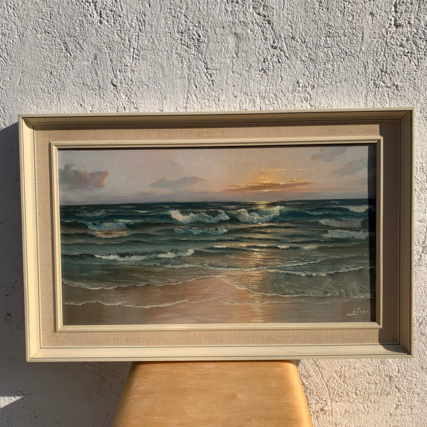 Ölgemälde Nordsee Wellenbild Sonnenuntergang von Karl Dirks