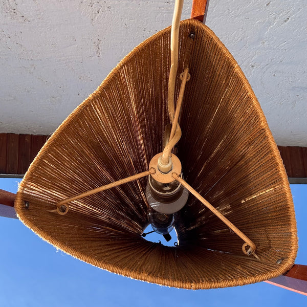 Vintage Mid Century Stehlampe aus Sisal und Teak von Temde