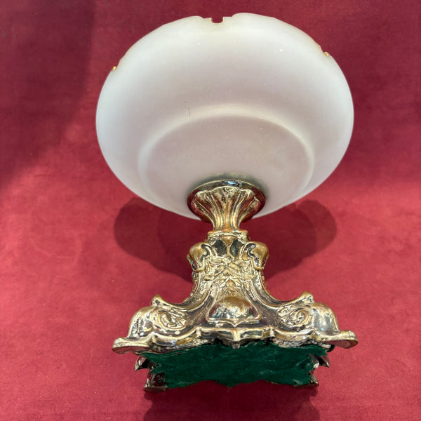 Vintage Biedermeier versilberter Opalglas Tafelaufsatz