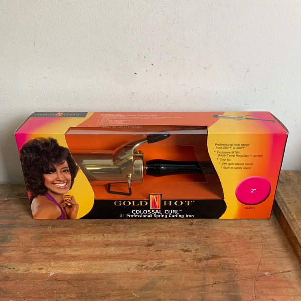 Vintage Style COLOSSAL CURL Professional Spring Curling Iron vergoldet neu OVP
