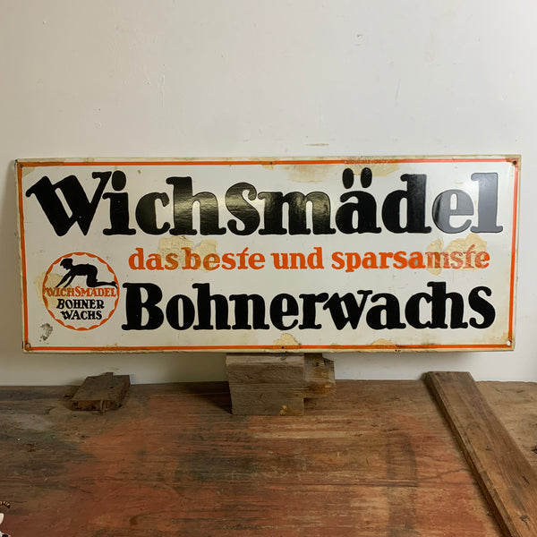 Emaille Schild Wichsmädel Bohnerwachs