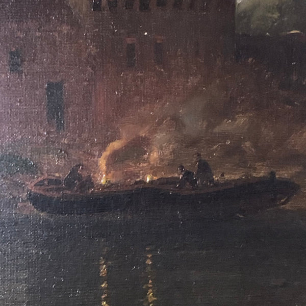 Ölgemälde Mondnacht an einem Schweizer See von Joseph Nikolaus Büttler