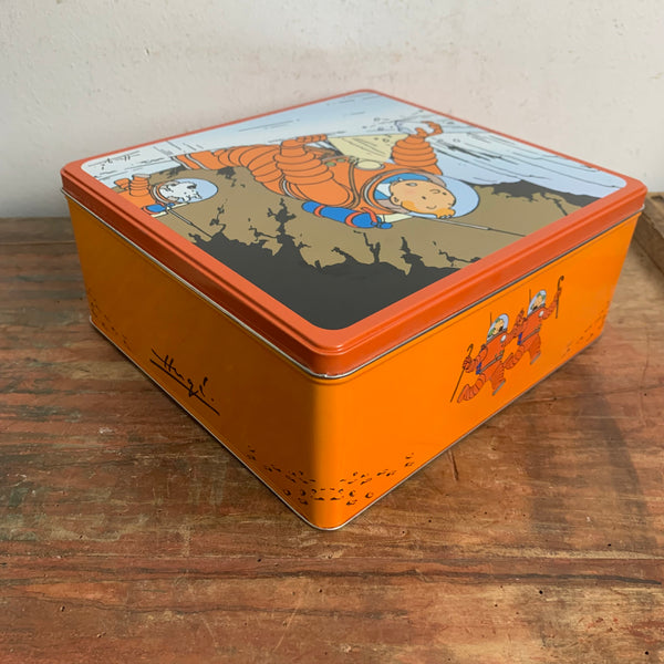 Vintage Blechdose Tim und Struppi Reiseziel Mond X-FLR 6