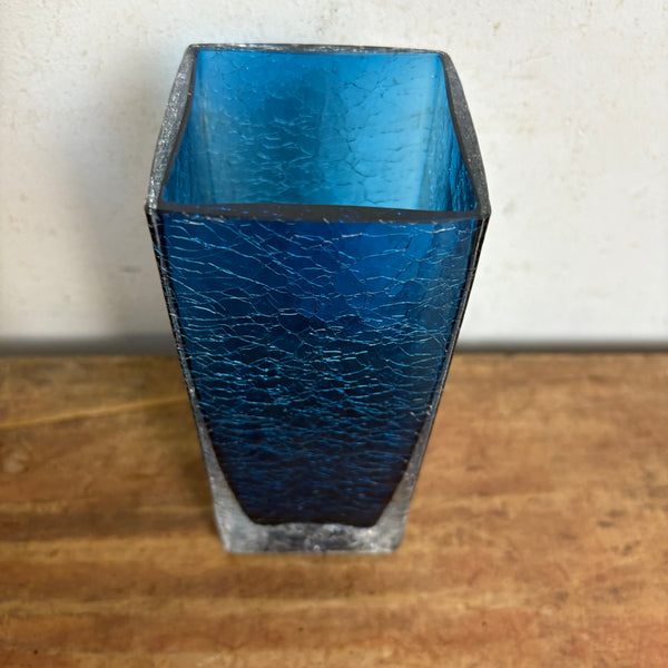 Vintage Craquele Glas Block Vase