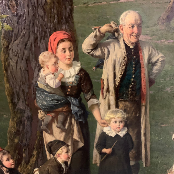 Ölgemälde Rückkehr vom Schulfeste von Fritz Beinke
