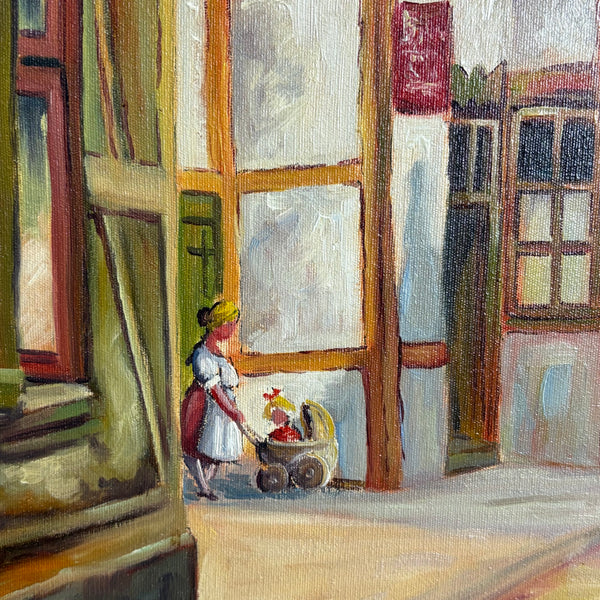Ölgemälde Der Potthof Altstadt in Hannover von Heinz Lessentin