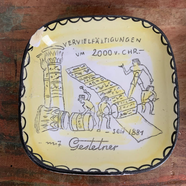 Seltene Teller Vervielfältigungen mit Gestetner von Ulmer Keramik