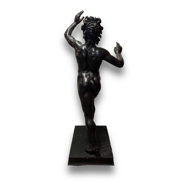 Lebensgroße Faun Bronze Statue Fauno Danzante aus Pompeji von O. de Luca