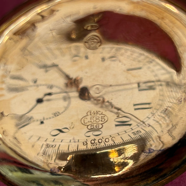 Invicta Savonette Taschenuhr mit Chronographen und Viertelstunden Repetition aus Chronographen 585er Gold