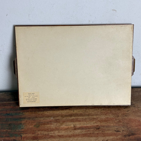 Vintage Holztablett mit Intarsien von VEB Bild und Souvenir