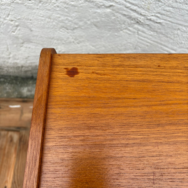 Vintage Mid Century Teakholz Beistelltisch Nachttisch Schrank auf Rollen