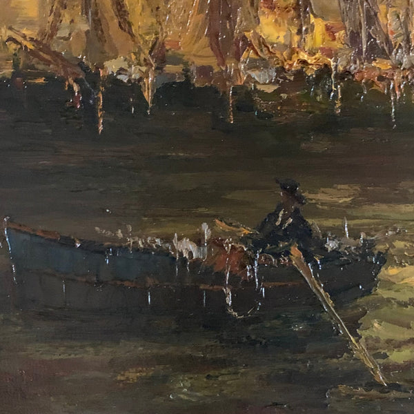 Ölgemälde Segelschiffe im Hafen von Amsterdam von Peter Brouwer