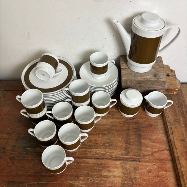 Vintage Kaffeeservice Melitta Hamburg 2025 Braunes Band für 12 Personen
