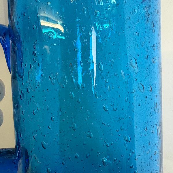 Vintage blauer Bubble Saft Krug 6 Gläser