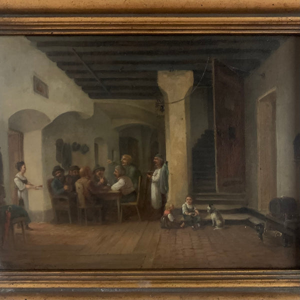 Ölgemälde Bayerische Wirtshaus Szene von Anton Doll