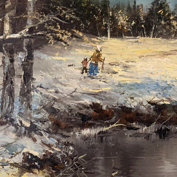 Ölgemälde Winterliche Flusslandschaft von E. Hoffmann