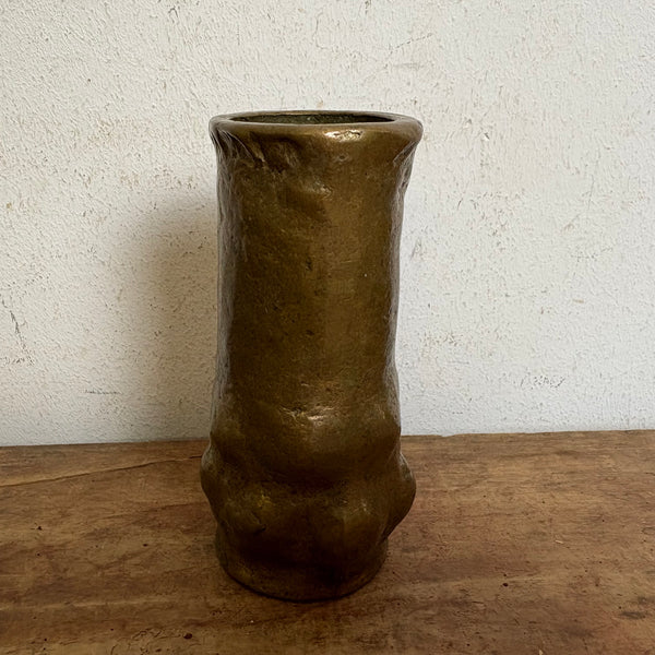 Vintage brutalistische Mid Century Vase aus Bronze