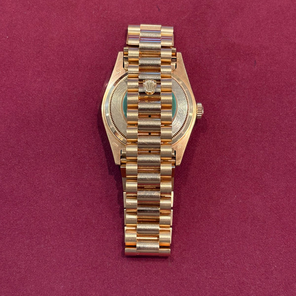 Rolex Day-Date 36 mm Vollgold Ref. 18038 – Schwarzes Diamant-Zifferblatt – Full Set