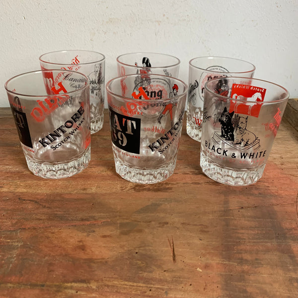 6er Set vintage Whisky Gläser