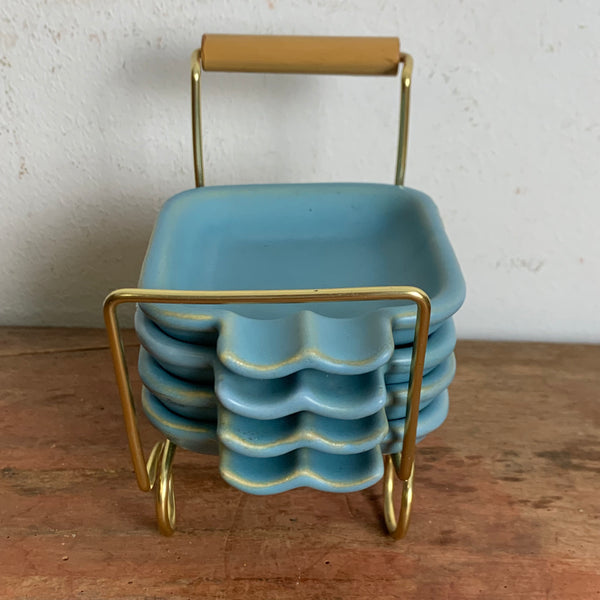 Mid Century Aschenbecher Set im Halter