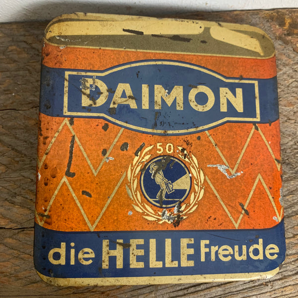 Vintage Blechschild von Daimon Batterien
