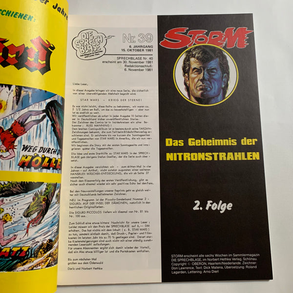 Comic Die Sprechblase 6. Jahrgang Nr. 39