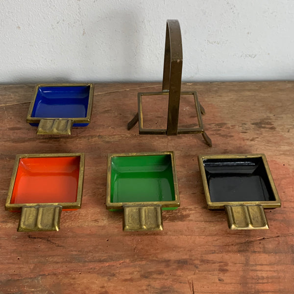 Mid Century Aschenbecher Set im Halter