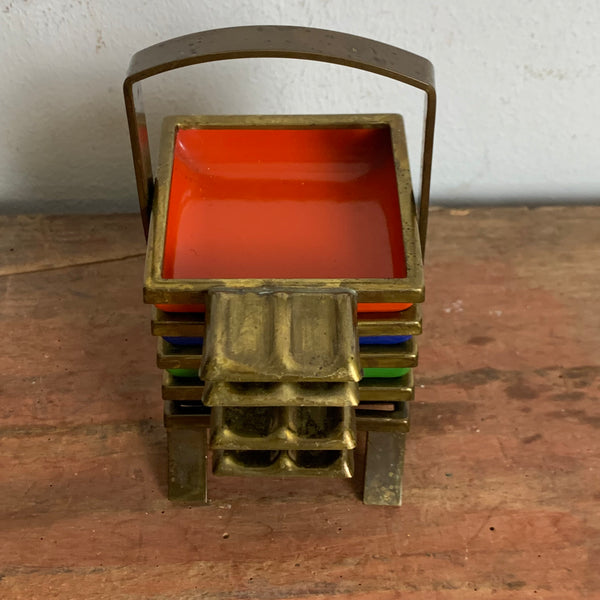 Mid Century Aschenbecher Set im Halter
