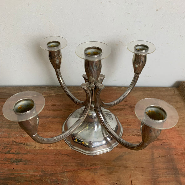 Vintage versilberter fünfarmiger Kerzenständer