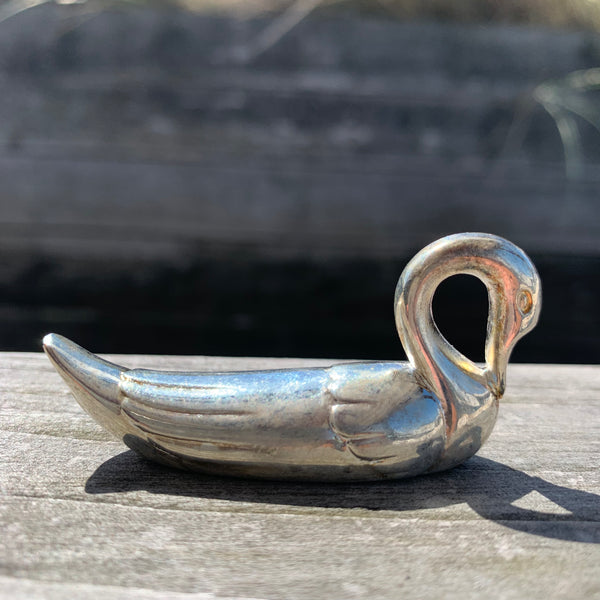 6 vintage versilberte Messerbänke Schwan