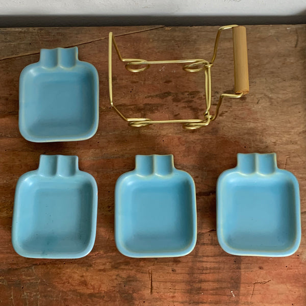 Mid Century Aschenbecher Set im Halter