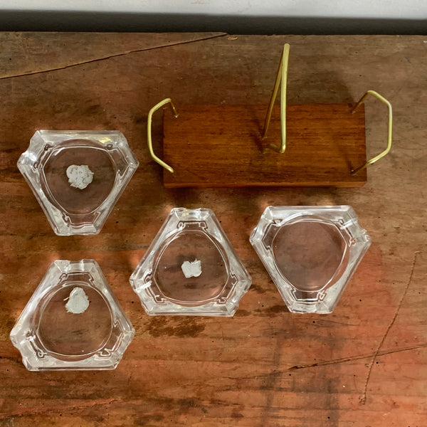 Mid Century Aschenbecher Set im Halter